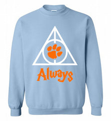 CLEMSON TIGERS UNIVERSITY PAW DEATHLY HALLOWS ALWAYS GIFT Crewneck Sweatshirt - zezetee