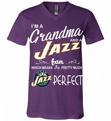 I'M A Grandma And A Utah Jazz Fans Perfect V-Neck Shirt - zezetee
