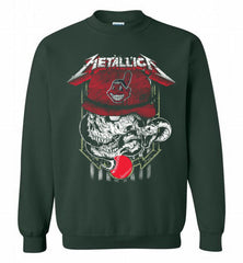 Metallica Skull Cleveland Indians Logo Crewneck Sweatshirt - zezetee