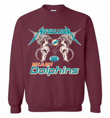 Metallica Miami Dolphins Logo Crewneck Sweatshirt - zezetee