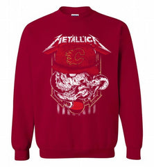 Metallica Skull Snake Calgary Flames Crewneck Sweatshirt - zezetee