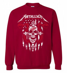 Metallica Snake Skull Detroit Red Wings Logo Crewneck Sweatshirt - zezetee