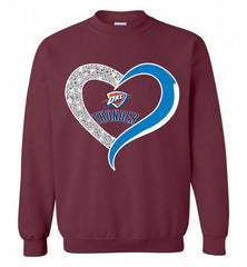 Oklahoma City Thunder In Diamond Heart Crewneck Sweatshirt - zezetee