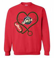Nurse Heartbeat Love Utah Jazz Crewneck Sweatshirt - zezetee