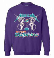Metallica Miami Dolphins Logo Crewneck Sweatshirt - zezetee