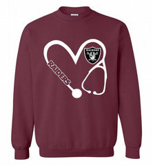 HEART 3-4 NURSE OAKLAND RAIDERS= Crewneck Sweatshirt - zezetee