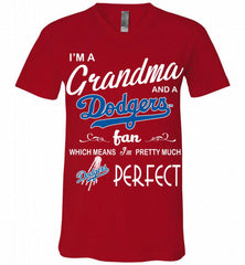 I'M A Grandma And A Los Angeles Dodgers Fans Gift V-Neck Shirt - zezetee