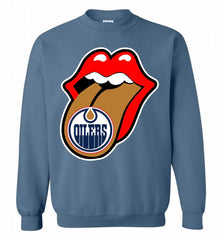 Edmonton Oilers x The Rolling Stones Logo Crewneck Sweatshirt - zezetee