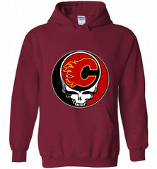 NHL TEAM CALGARY FLAMES X GRATEFUL DEAD LOGO BAND Hoodie - zezetee