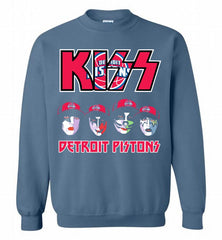 Kiss Detroit Pistons Logo Crewneck Sweatshirt - zezetee