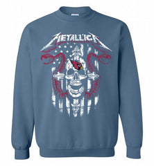 Metallica Snake Skull Arizona Cardinals Logo Crewneck Sweatshirt - zezetee