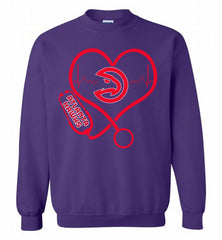 Nurse Heartbeat Love Atlanta Hawks Crewneck Sweatshirt - zezetee