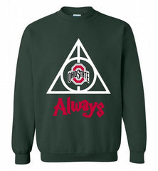 OHIO STATE BUCKEYES DEATHLY HALLOWS ALWAYS GIFT Crewneck Sweatshirt - zezetee
