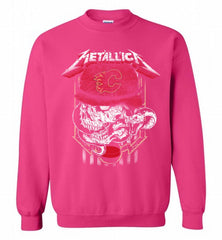 Metallica Skull Snake Calgary Flames Crewneck Sweatshirt - zezetee