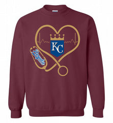 Nurse Heartbeat Kansas City Royals Crewneck Sweatshirt - zezetee
