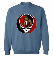 NHL TEAM OTTAWA SENATORS X GRATEFUL DEAD LOGO BAND Crewneck Sweatshirt - zezetee