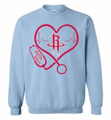 Nurse Heartbeat Love Houston Rockets Crewneck Sweatshirt - zezetee