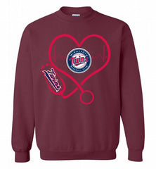 Nurse Heartbeat Minnesota Twins Crewneck Sweatshirt - zezetee