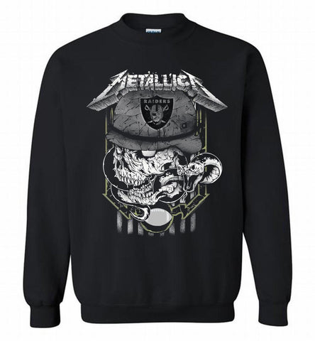 Metallica Skull Snake Oakland Raiders Crewneck Sweatshirt - zezetee