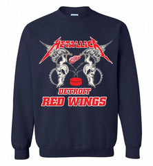 Metallica Detroit Red Wings Logo Crewneck Sweatshirt - zezetee
