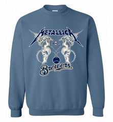 Metallica Milwaukee Brewers Logo Crewneck Sweatshirt - zezetee