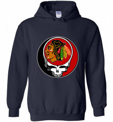 NHL TEAM CHICAGO BLACKHAWKS X GRATEFUL DEAD LOGO BAND Hoodie - zezetee