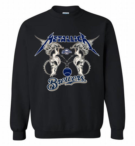 Metallica Milwaukee Brewers Logo Crewneck Sweatshirt - zezetee