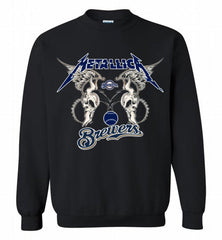 Metallica Milwaukee Brewers Logo Crewneck Sweatshirt - zezetee