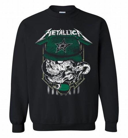 Metallica Skull Snake Dallas Stars Crewneck Sweatshirt - zezetee