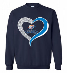 Oklahoma City Thunder In Diamond Heart Crewneck Sweatshirt - zezetee