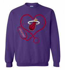 Nurse Heartbeat Love Miami Heat Crewneck Sweatshirt - zezetee