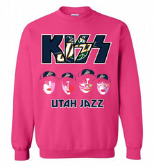 Kiss Utah Jazz Logo Crewneck Sweatshirt - zezetee