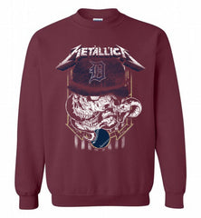 Metallica Skull Detroit Tigers Logo Crewneck Sweatshirt - zezetee