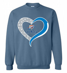 Oklahoma City Thunder In Diamond Heart Crewneck Sweatshirt - zezetee