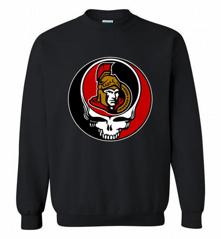 NHL TEAM OTTAWA SENATORS X GRATEFUL DEAD LOGO BAND Crewneck Sweatshirt - zezetee