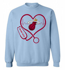 Nurse Heartbeat Love Miami Heat Crewneck Sweatshirt - zezetee