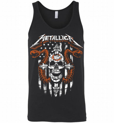 Metallica Snake Skull Chicago Bears Logo Tank - zezetee