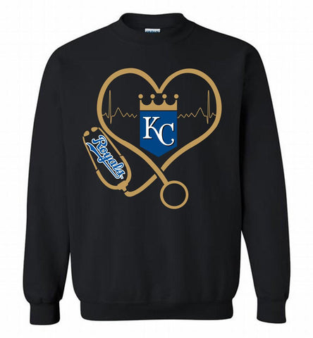 Nurse Heartbeat Kansas City Royals Crewneck Sweatshirt - zezetee