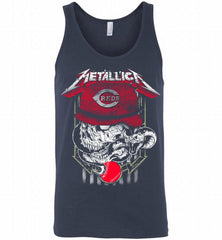 Metallica Skull Cincinnati Reds Logo Tank - zezetee