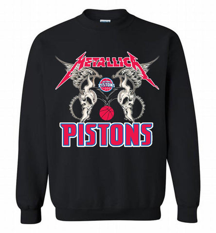 Metallica Detroit Pistons Logo Crewneck Sweatshirt - zezetee