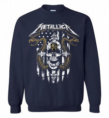 Metallica Snake Skull Vegas Golden Knights Logo Crewneck Sweatshirt - zezetee