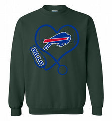 Nurse Heartbeat Buffalo Bills Crewneck Sweatshirt - zezetee