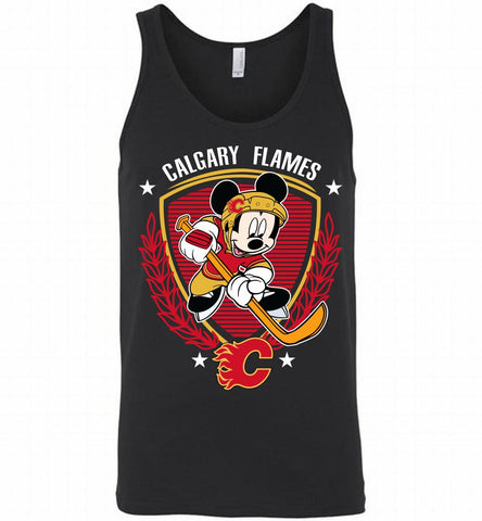 NHL Hockey Mickey Mouse Calgary Flames Disney Tank - zezetee