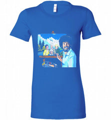 BOB ROSS PAINTING THE GOLDEN GIRL Bella Ladies Tee - zezetee