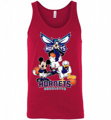 Mickey Goofy Donald Loves Charlotte Hornets Basketball Fans Tank - zezetee