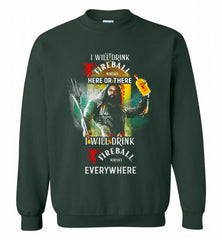 AQUAMAN I WILL DRINK FIREBALL HERE THERE I WILL DRINK FIREBALL EVERYWHERE Crewneck Sweatshirt - zezetee