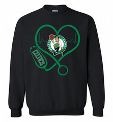Nurse Heartbeat Love Boston Celtics Crewneck Sweatshirt - zezetee