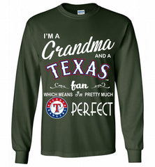 I'M A Grandma And A Texas Rangers Fans Gift Gildan Long Shirt - zezetee