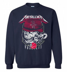 Metallica Skull Snake Houston Rockets Crewneck Sweatshirt - zezetee
