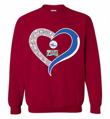Philadelphia 76ers In Diamond Heart Crewneck Sweatshirt - zezetee